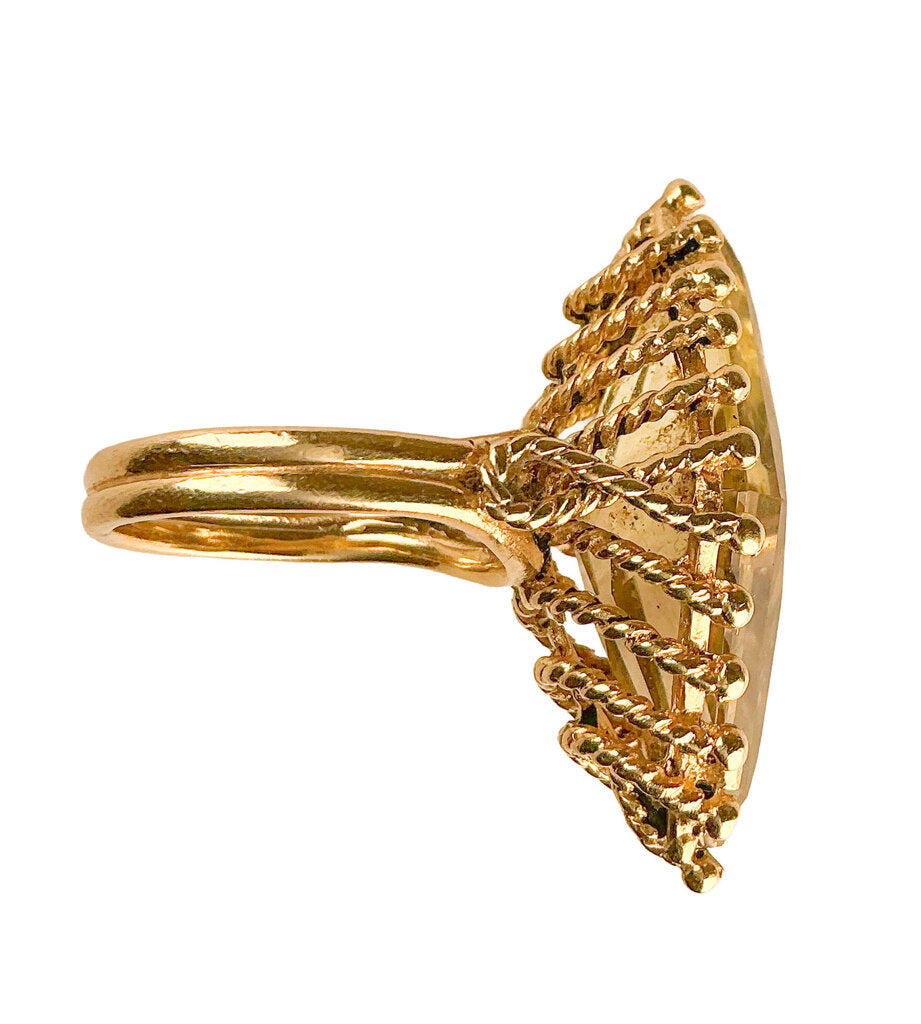 14K YG & Trapezoid-Cut Smoky Quartz Ring