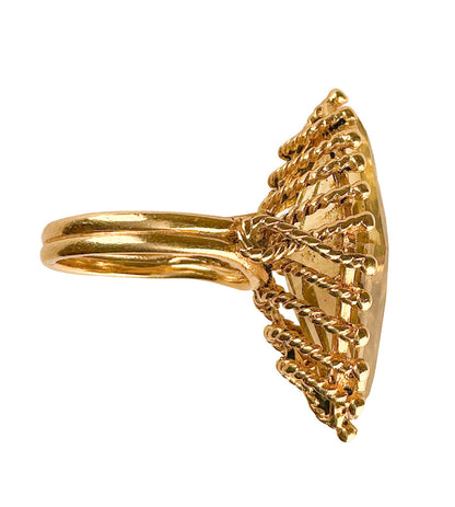 14K YG & Trapezoid-Cut Smoky Quartz Ring