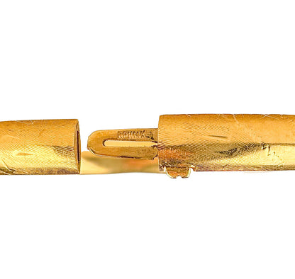 14K YG Half-Round Hollow Bangle w Box Clasp