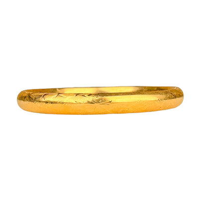 14K YG Half-Round Hollow Bangle w Box Clasp
