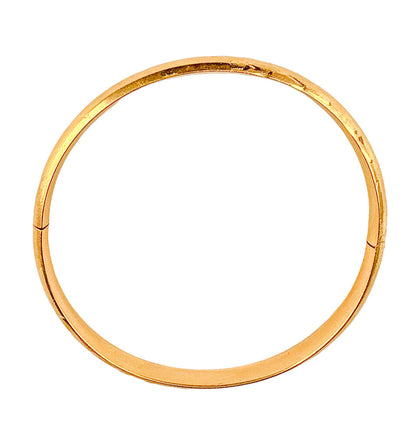 14K YG Half-Round Hollow Bangle w Box Clasp