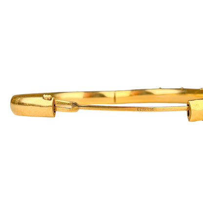 14K YG Half-Round Hollow Bangle w Safety Box Clasp