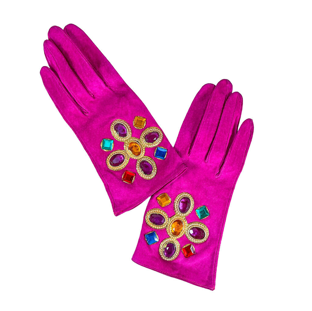 1990s Christian Lacroix Jeweled Pink Gloves