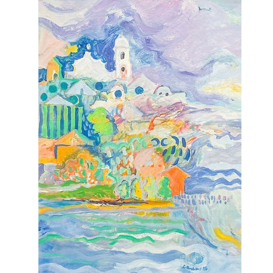 Leslie Abrahams. Mediterranean Coast. Oil on Canvas.