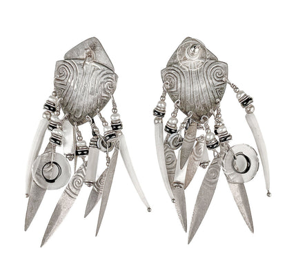 Tabra Tunoa Onyx & MOP Chandelier Earrings