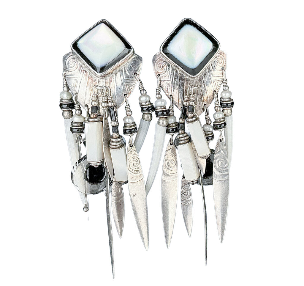 Tabra Tunoa Onyx & MOP Chandelier Earrings