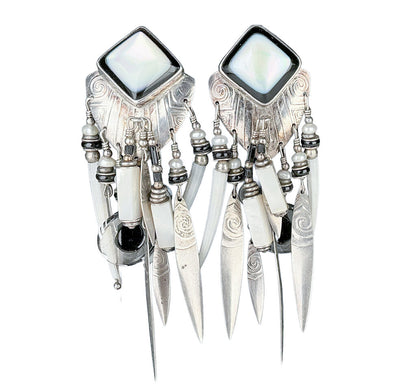 Tabra Tunoa Onyx & MOP Chandelier Earrings