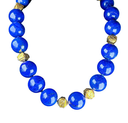18K Gold-Accented Lapis Lazuli Bead Necklace