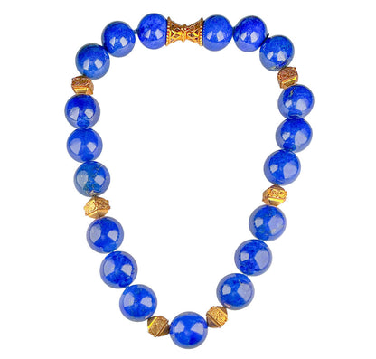 18K Gold-Accented Lapis Lazuli Bead Necklace