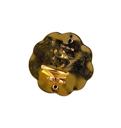 14K Gold Swirl Button Earrings with Cultured Pearl