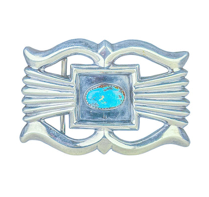 Vintage Sterling & Turquoise Navajo Style Belt Buckle