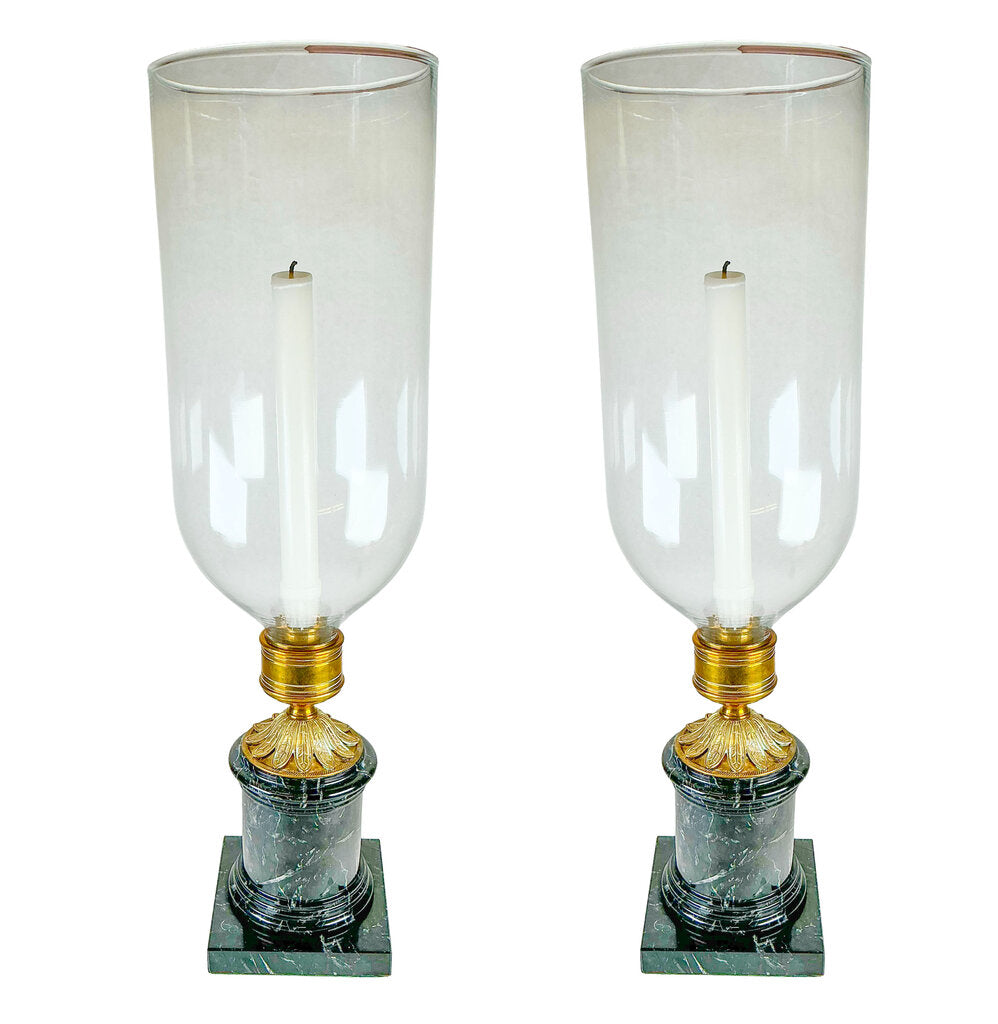 PAIR Vaughan Designs Marble Base Storm Lanterns