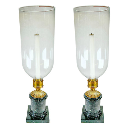PAIR Vaughan Designs Marble Base Storm Lanterns