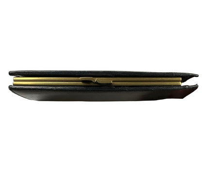 Vintage Gucci Black Leather Wallet w Gold Tone Kisslock