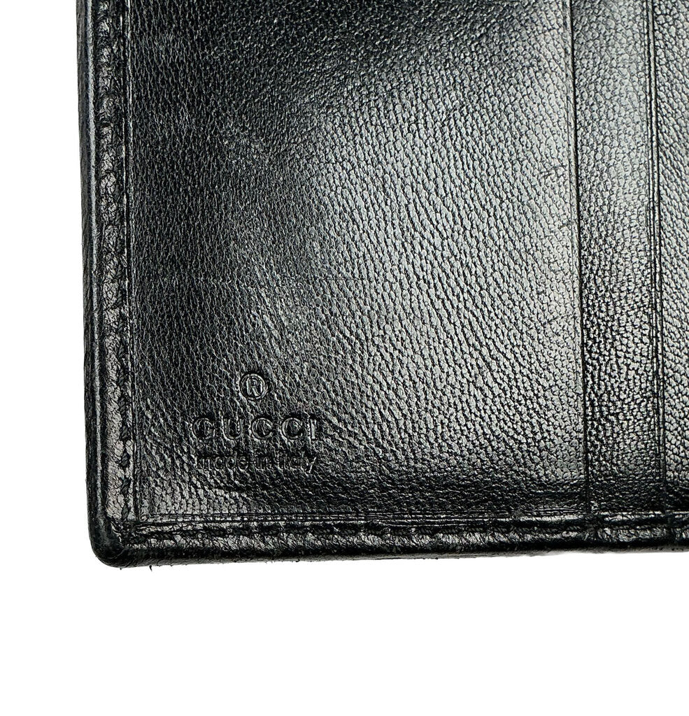 Vintage Gucci Black Leather Wallet w Gold Tone Kisslock