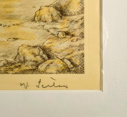 Willy Shieler. "Reminiscences." Handcolored Etching.