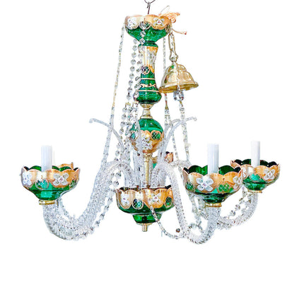 Green Bohemian Glass and Crystal Chandelier