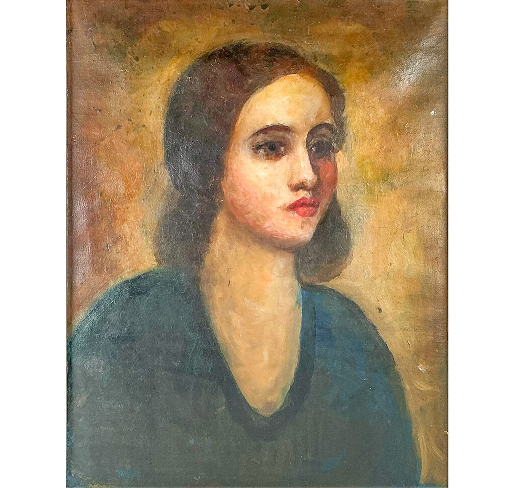 Artist Unknown. Women In Blue. Oil on Canvas.
