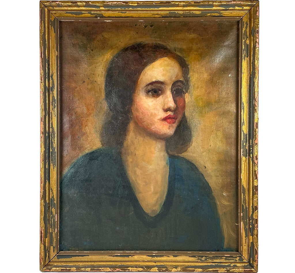Artist Unknown. Women In Blue. Oil on Canvas.