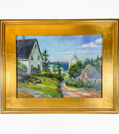 Allen Freshler. "Monhegan Light". Oil on Board.