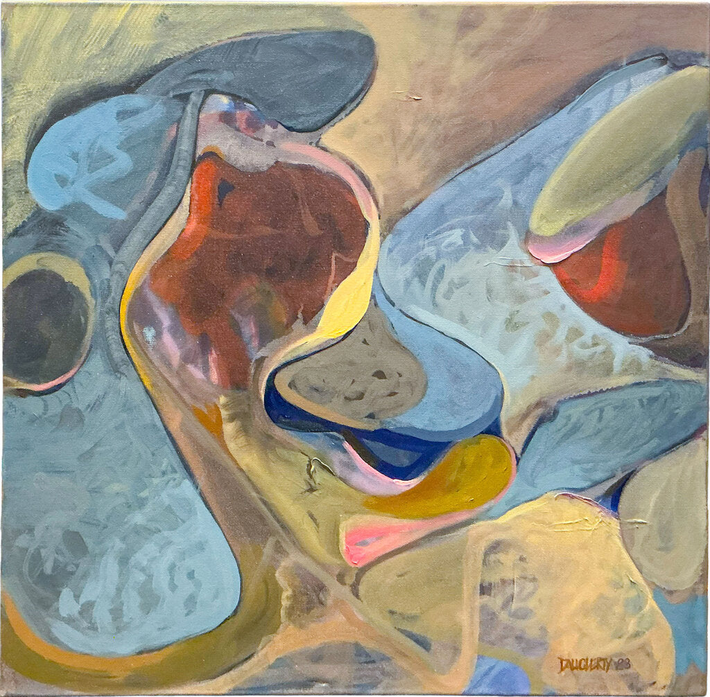 Gordon Daugherty. Abstract with a Swish of Hot Pink. Oil on Canvas.