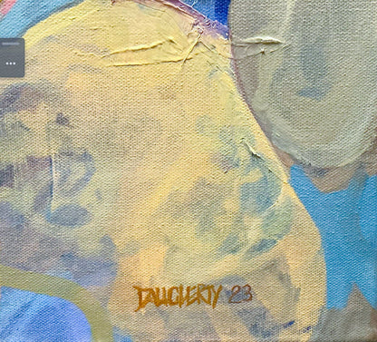 Gordon Daugherty. Abstract with a Swish of Hot Pink. Oil on Canvas.