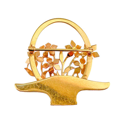 14K YG Flower Basket Brooch