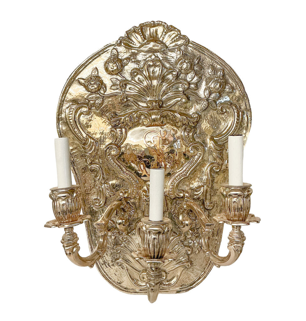 Continental Silver Neo-Rococo Wall Sconce
