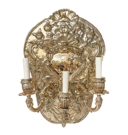 Continental Silver Neo-Rococo Wall Sconce