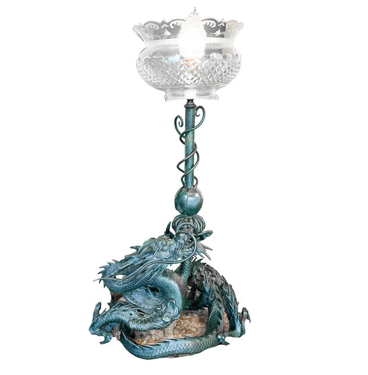 Antique Meiji Period Japanese Bronze Dragon Lamp