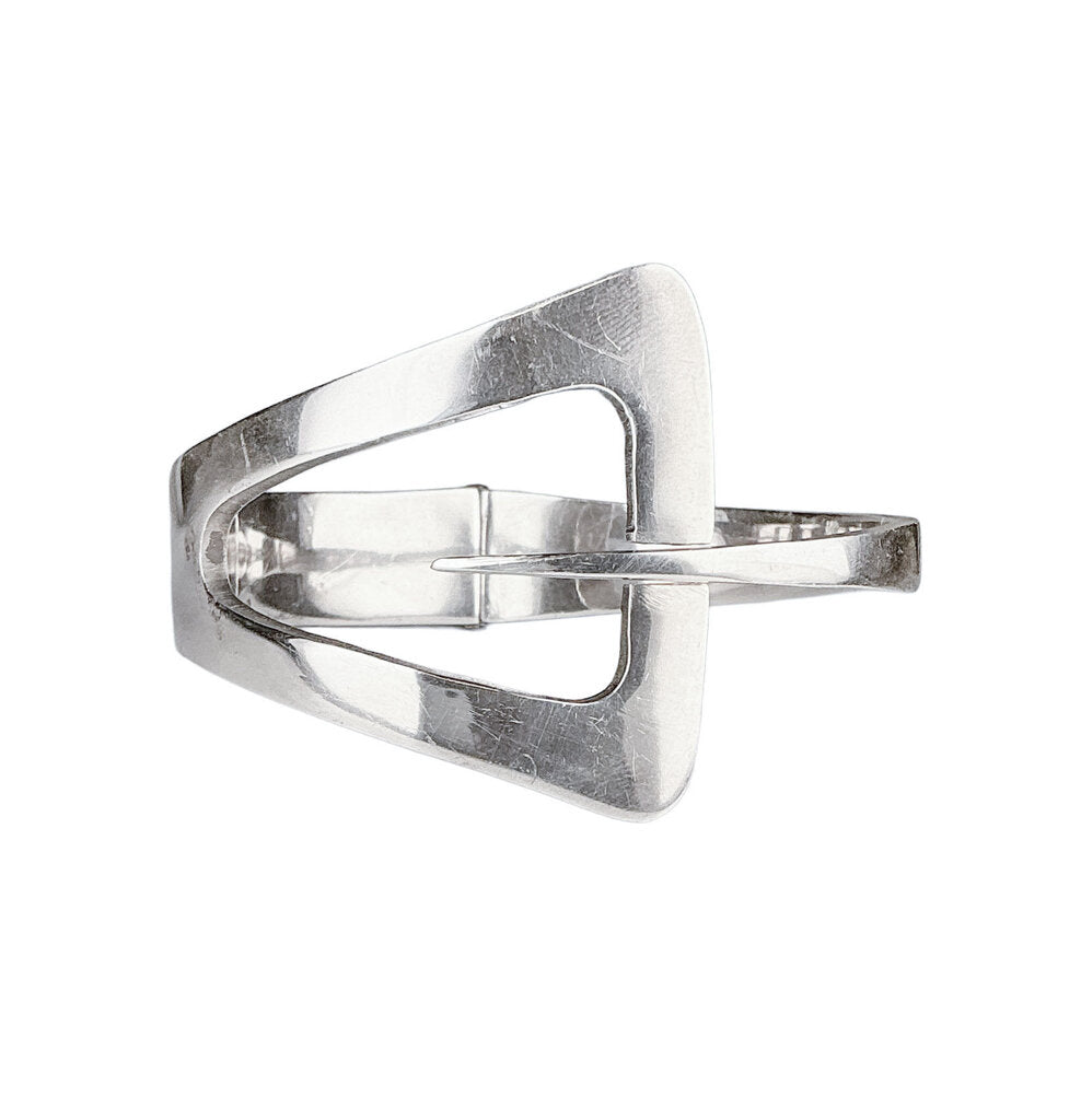 Mexican Silver Modernist Bypass Bracelet