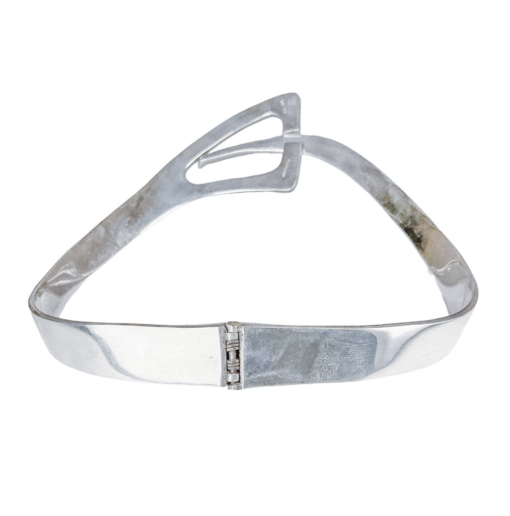 Mexican Silver Modernist Bypass Necklace