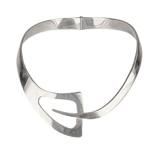 Mexican Silver Modernist Bypass Necklace