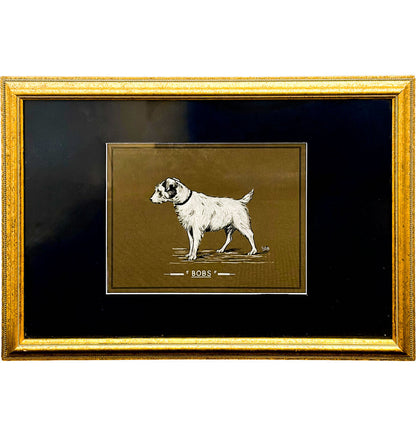 Artist Unknown. Portrait of "Bobs" the Terrier. Original Ink Drawing.