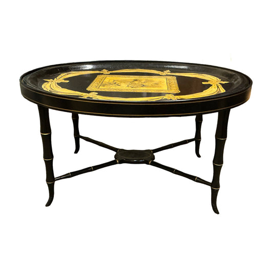 Antique Victorian Toleware Tray Table c. 19c European