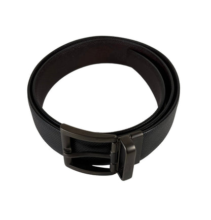 Men's Prada Black Leather Belt w Anthracite Buckle