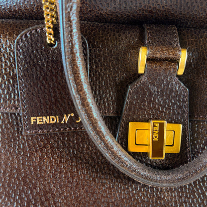 Fendi Classico No.3 Brown Leather Shopper Tote