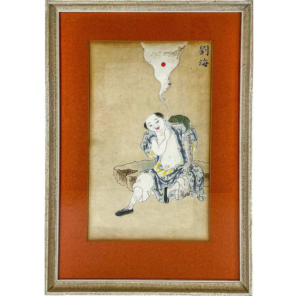 "Liu Hai w/ His 3 Legged Toad" c. 1850s, Ink on Paper
