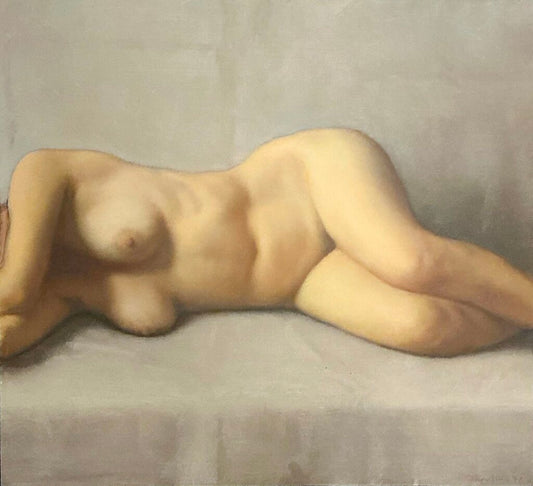 David Shevlino. Reclining Nude. Oil on Board.