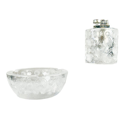 Lalique Tokyo Crystal Lighter & Ashtray Set
