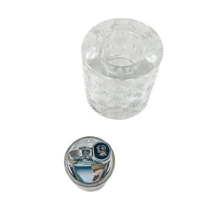 Lalique Tokyo Crystal Lighter & Ashtray Set