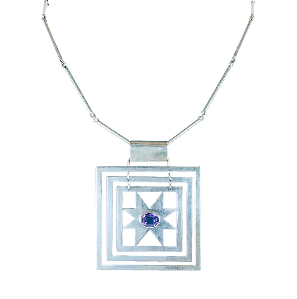 Guayasamin Coin Silver & Amethyst Necklace