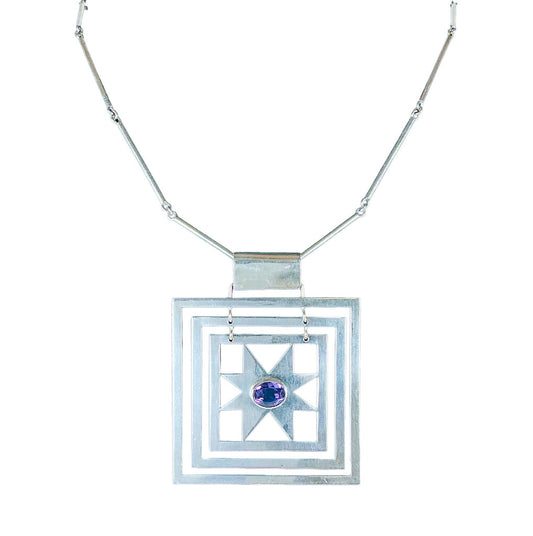Guayasamin Coin Silver & Amethyst Necklace