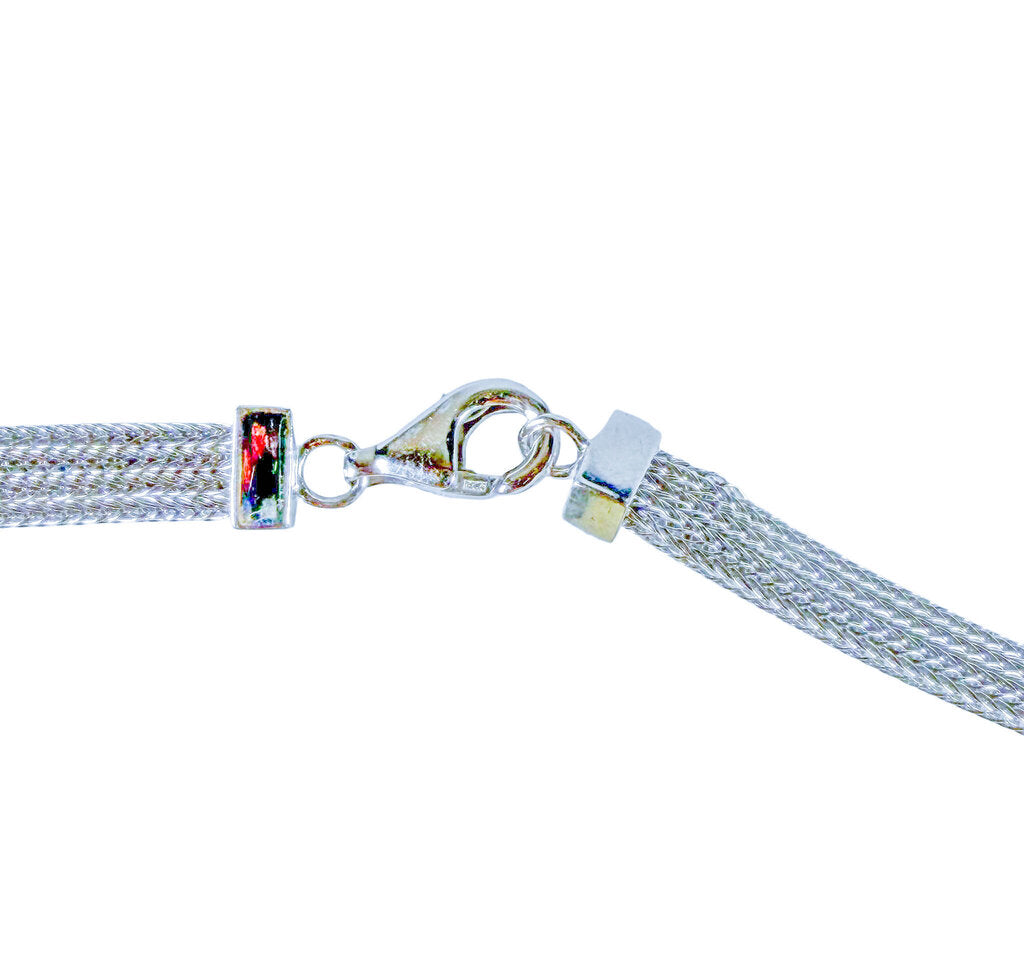 Baccarat Woven Sterling Lariat Necklace w/ Blue Crystal Accents