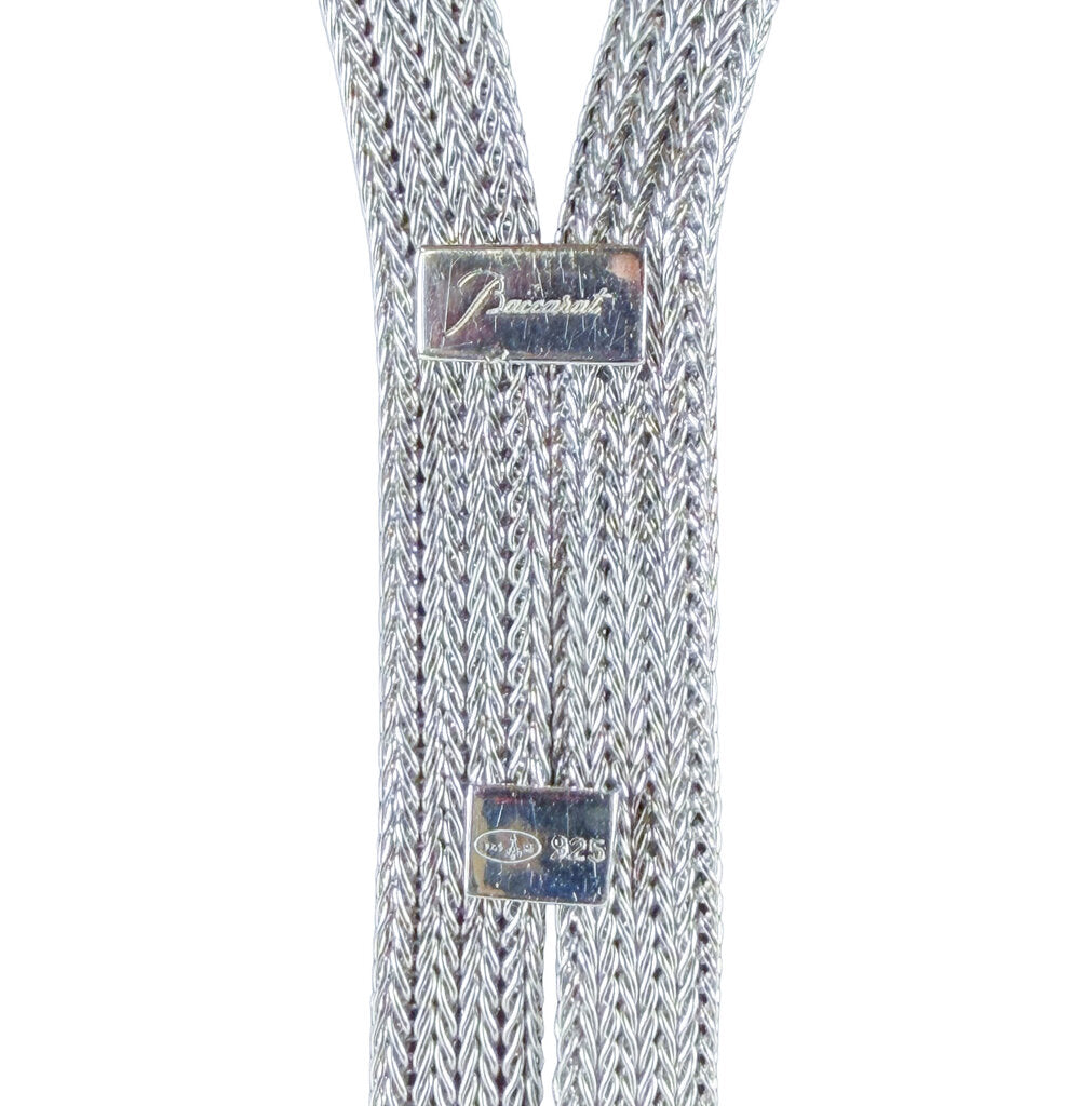 Baccarat Woven Sterling Lariat Necklace w/ Blue Crystal Accents