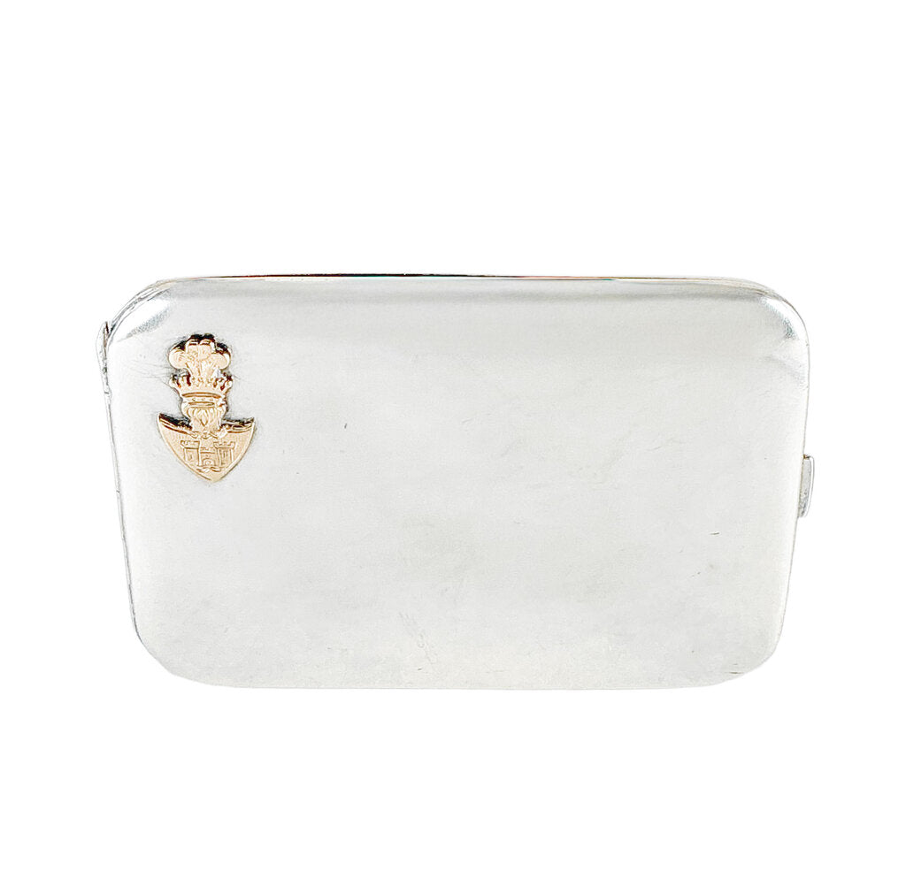 Antq Swiss Sterling Card/Cigarette Case w. Military Crest