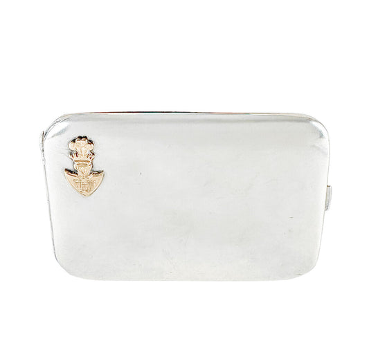 Antq Swiss Sterling Card/Cigarette Case w. Military Crest