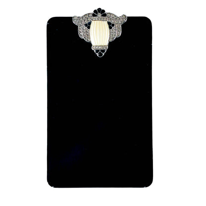 1935 Art Deco Black Enamel Carryall Minaudiere Compact