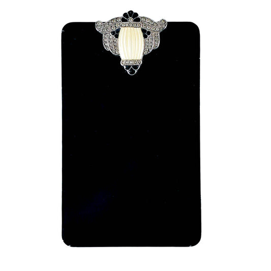 1935 Art Deco Black Enamel Carryall Minaudiere Compact