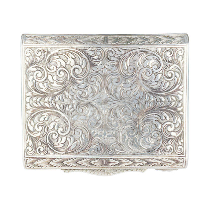 Antq Continental Silver Vanity Compact w/ Painted Miniature